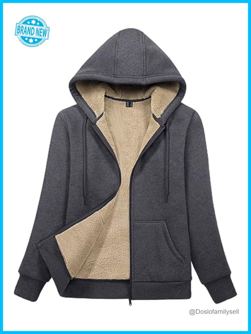 Women's Sherpa Lined Zip Up Hoodie Warm Winter Jacket with Pockets